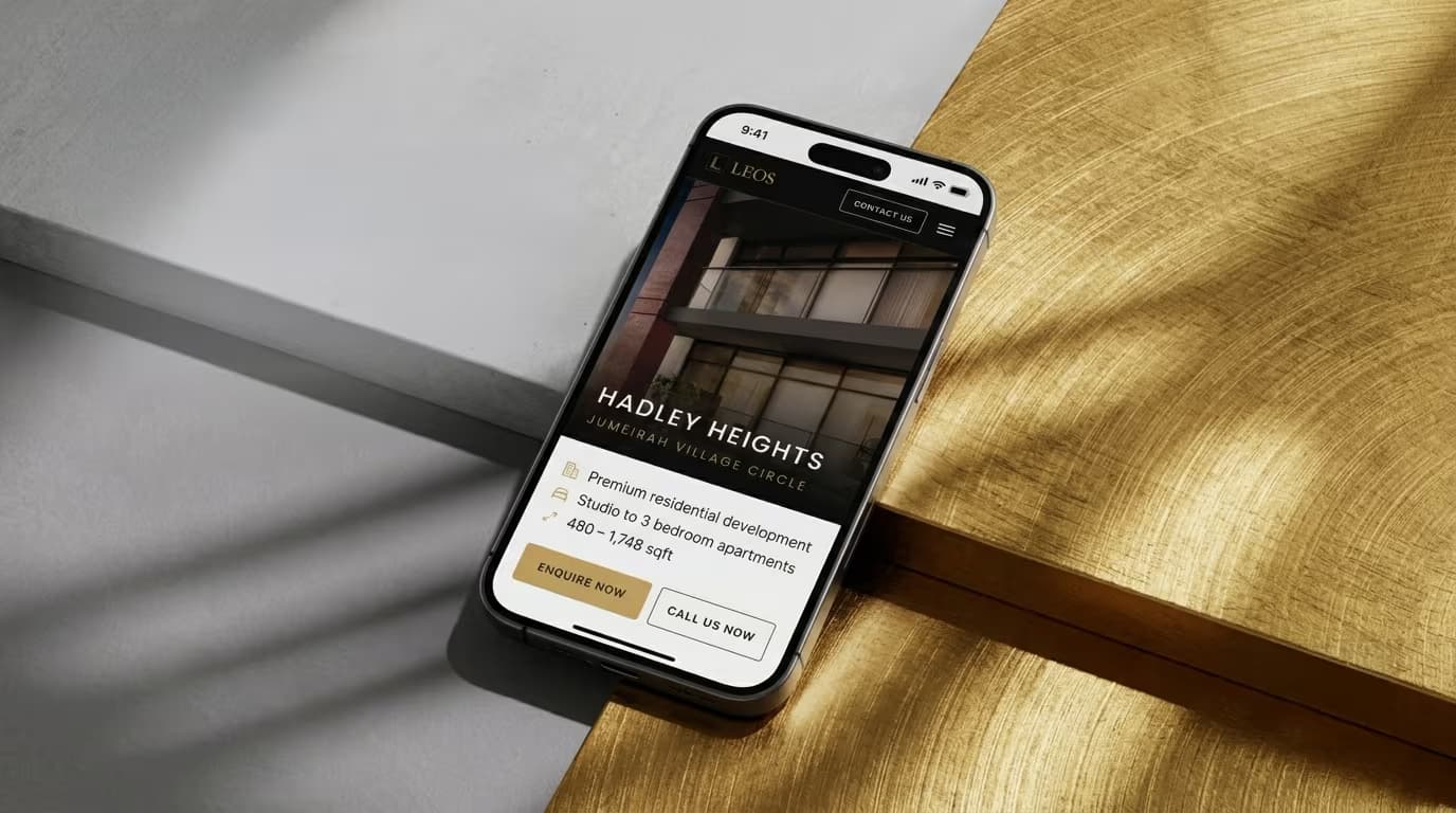 The LEOS app open on the Hadley Heights development, shown on an iPhone
