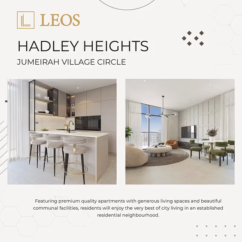 Hadley Heights carousel slide showing interior CGIs of the kitchen and living room