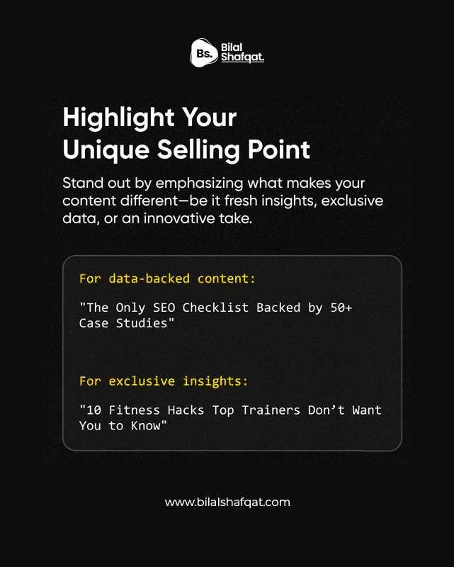 Highlight Your Unique Selling Point bilal shafqat