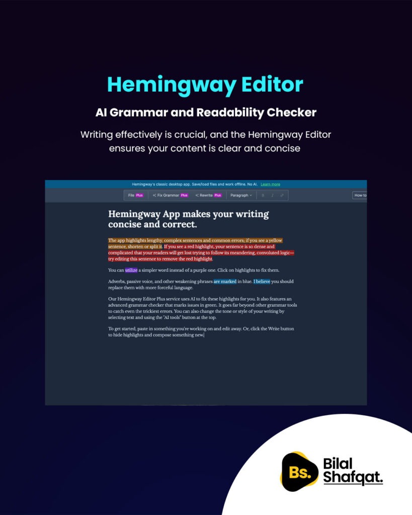 7 Hemingway Editor - AI Grammar and Readability Checker bilal shafqat