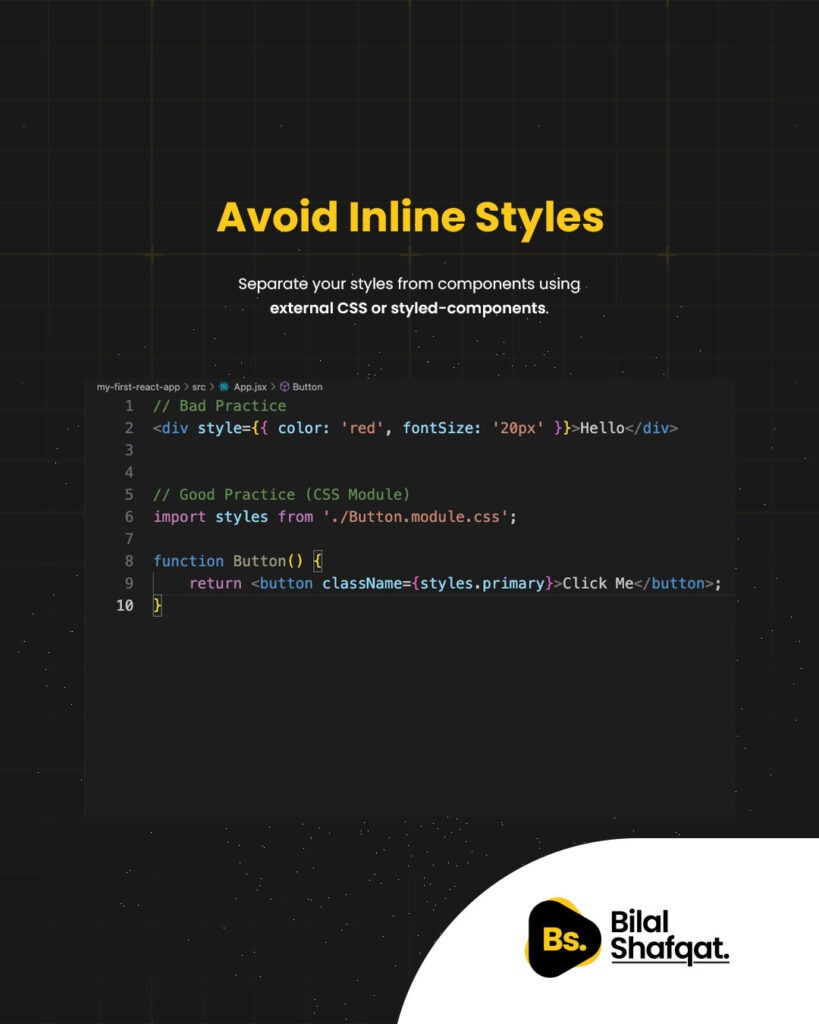 Avoid Inline Styles bilal shafqat