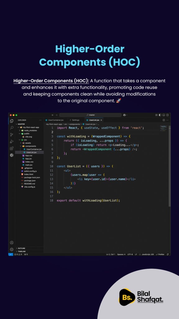 higher order components hoc react design patterns bilal shafqat