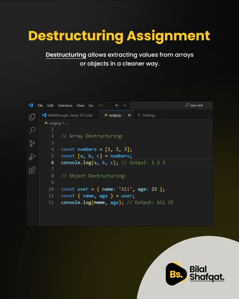 Destructuring Assignment bilal shafqat