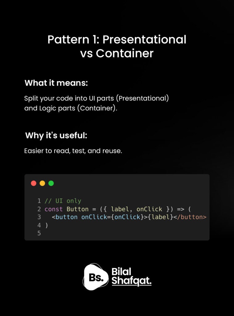 Presentational vs Container Components bilal shafqat